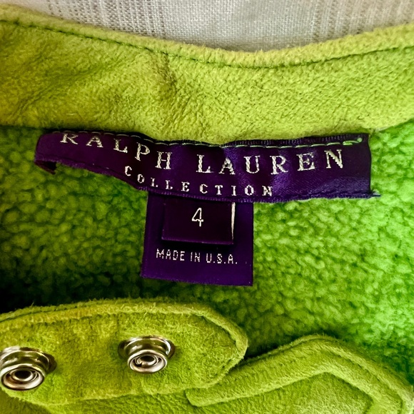 Ralph Lauren Purple Label lime Green Shearling Jacket. Size 4. - Picture 5 of 16